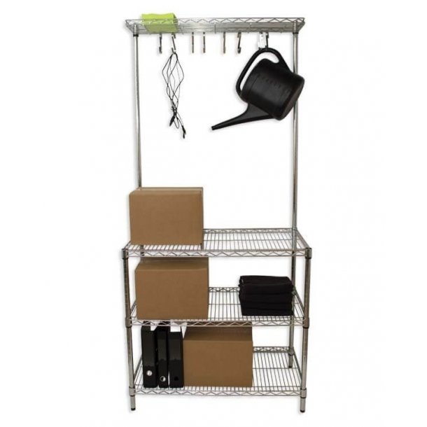 TUBO Workstation in steel - H200 x W122 x D46 - 4 shelves