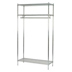 Steel shelf TUBO chrome-plated walk-in shelf - H220 x W122 x D36/ D46 - 3 shelves