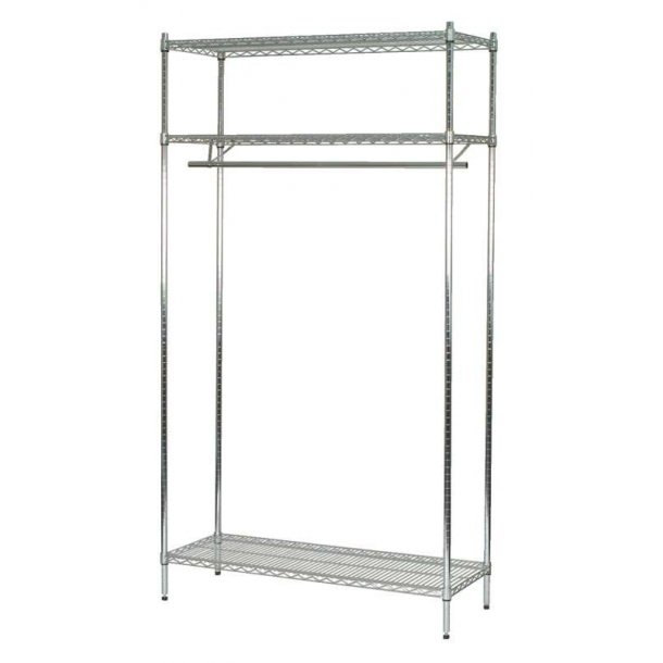 Steel shelf TUBO chrome-plated walk-in shelf - H220 x W122 x D36/ D46 - 3 shelves  