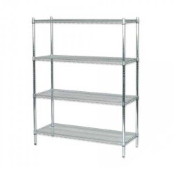 TUBO reol i forkromet stl, H160 x B122 x D46 cm med 4 hylder