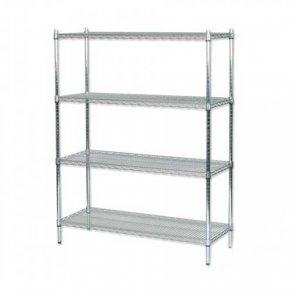 TUBO reol i forkromet stl, H160 x B122 x D46 cm med 4 hylder