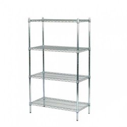 Steel shelf - TUBO shelf in chromed steel with 4 shelves h160 cm