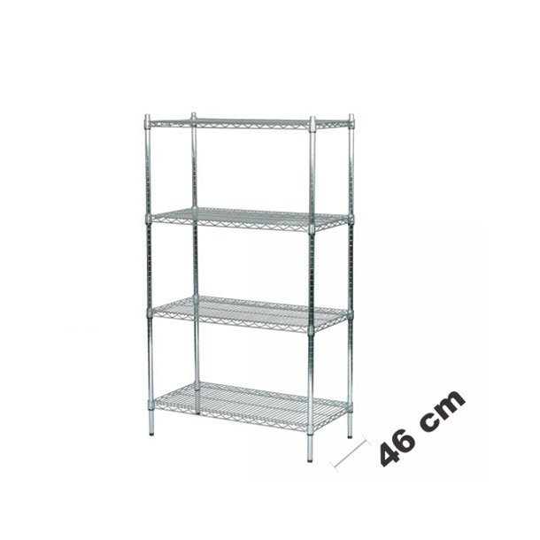 Steel shelf - TUBO shelf in chromed steel with 4 shelves h160 cm
