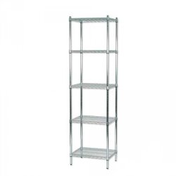 Steel shelf - TUBO shelf in chromed steel, H220 x W61 x 36/46 cm deep with 4 shelves