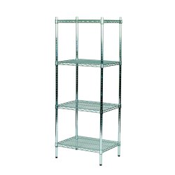 Steel shelf - TUBO shelf in chromed steel, H160 x W61 x 36/46 cm deep with 4 shelves