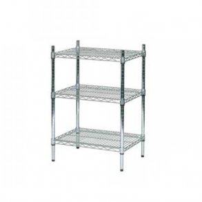 TUBO reol i forkromet stl, H90 x B61 x 36/46 cm dyb med 3 hylder