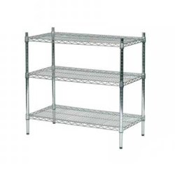 TUBO reol i forkromet stl, H90 x B91 x 36/46 cm dyb med 3 hylder