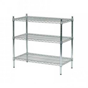 TUBO reol i forkromet stl, H90 x B91 x 36/46 cm dyb med 3 hylder