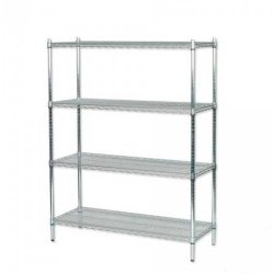 Steel shelf - TUBO shelf in chromed steel, H160 x W122 x 36/46 cm deep with 4 shelves
