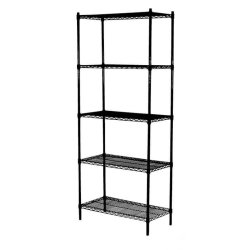Tall steel shelf - TUBO - H220 x W91 x 36/46 cm deep with 4 shelves