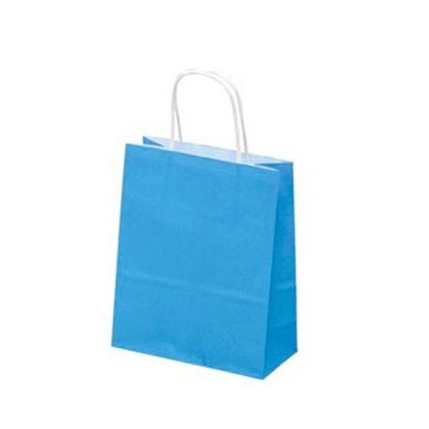 Turquoise paper bag with twisted handle - H24 cm - 50 pcs