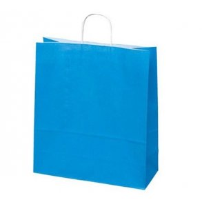 Turkos papperspse med vridet handtag - H44 cm - 50 st.