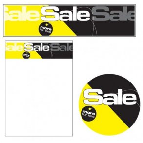 Sales material, Sale theme 7 - SALE more for less - yellow and black