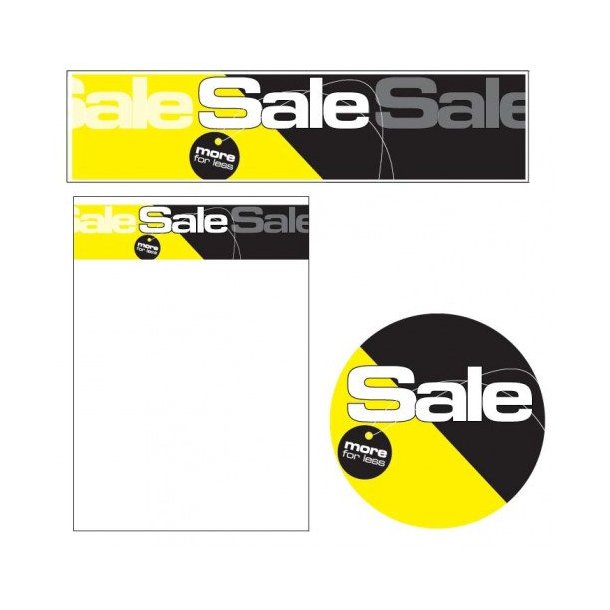 Sales material, Sale theme 7 - SALE more for less - yellow and black