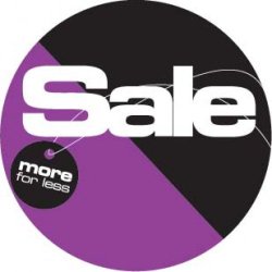 Sales material, Sale theme 8 - SALE more for less - purple and black