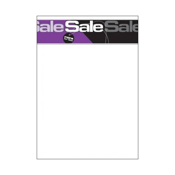 Sales material, Sale theme 8 - SALE more for less - purple and black 