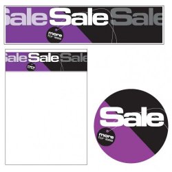 Sales material, Sale theme 8 - SALE more for less - purple and black