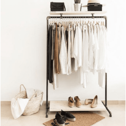 Wood Sort Clothes Rack with 2 Shelves