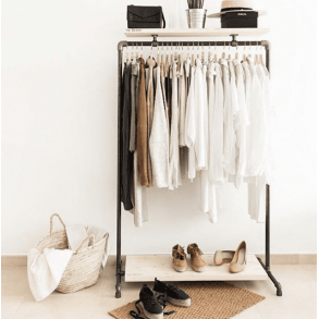 Wood Sort Clothes Rack with 2 Shelves