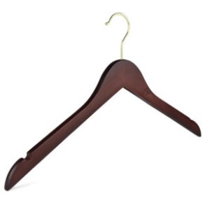 Hanger, flat, sturdy garment hanger with notch 45 cm Brown Walnut
