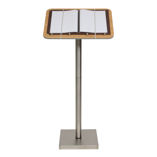 MENU STAND in stainless steel and teak