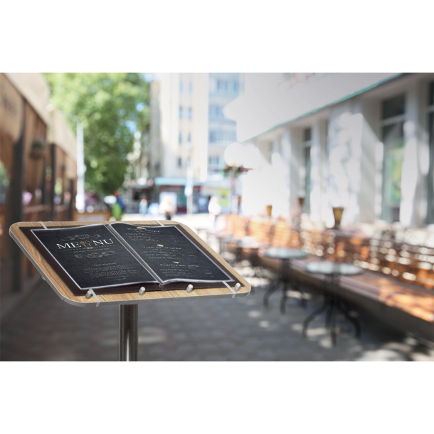 MENU STAND in stainless steel and teak