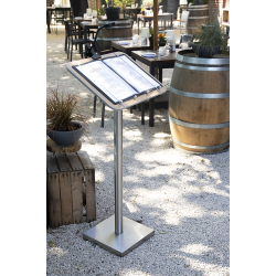 MENU STAND in stainless steel and teak