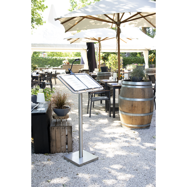 MENU STAND in stainless steel and teak