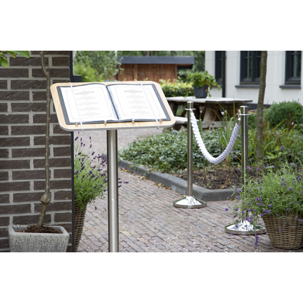 MENU STAND in stainless steel and teak