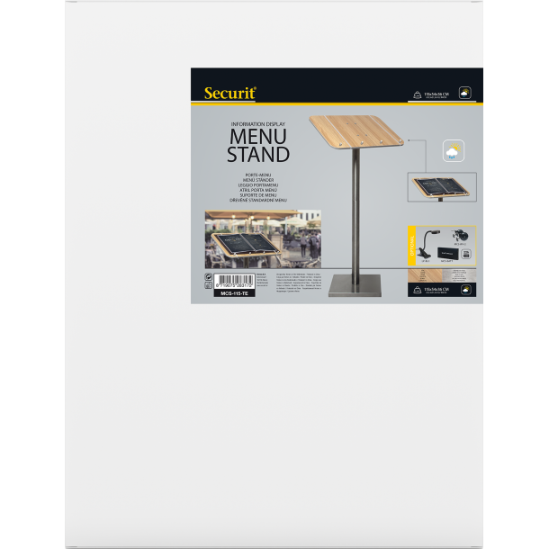 MENU STAND in stainless steel and teak