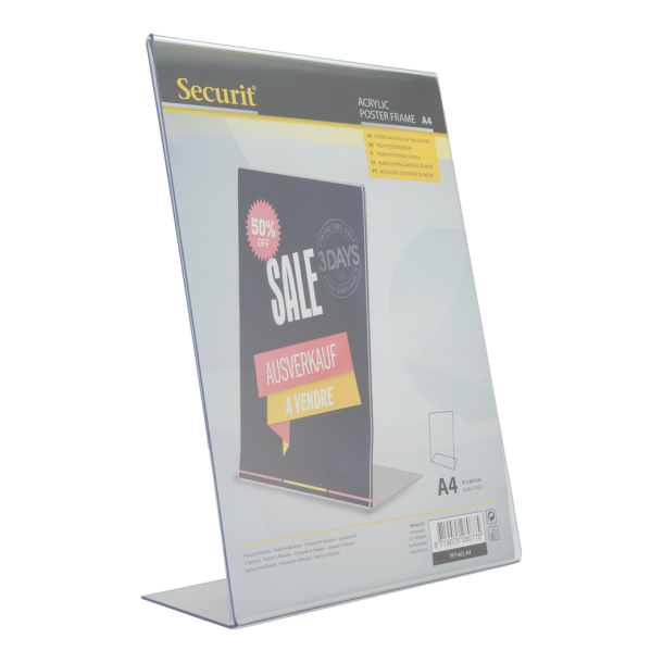 L-formet A4 acrylic display frame