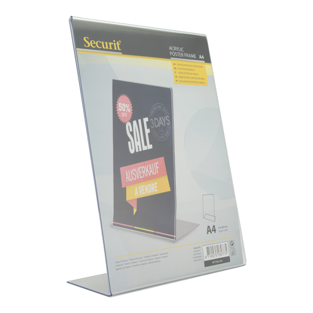 L-formet A4 acrylic display frame
