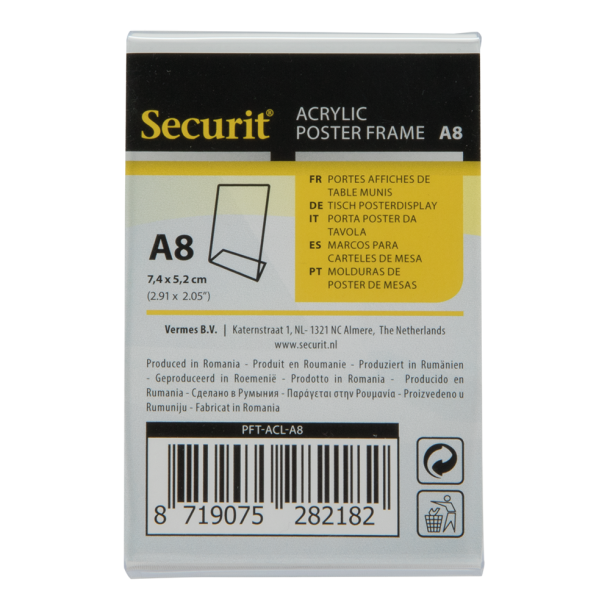 L-formet A8 display ramme i akryl