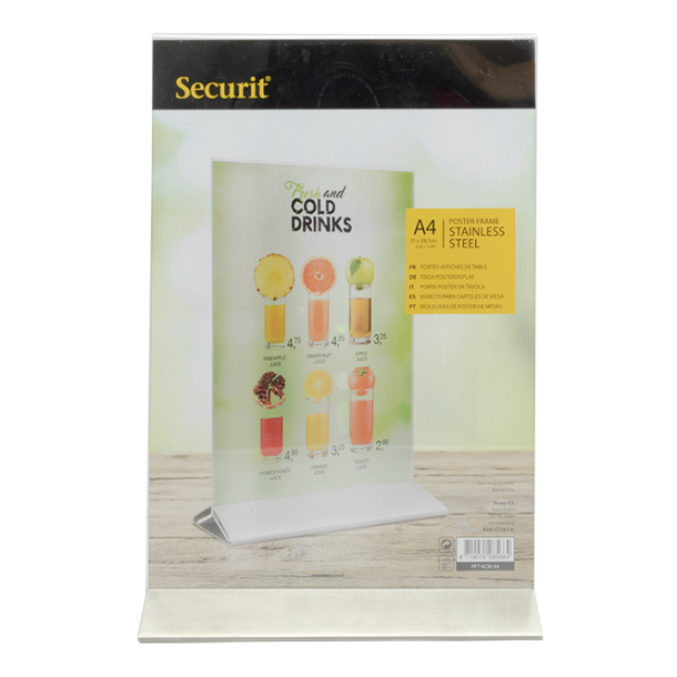 A4 display frame in stainless steel