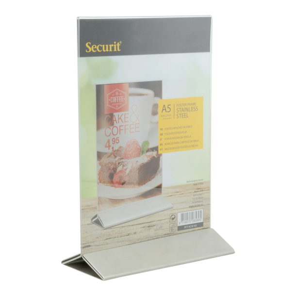 A5 display frame in stainless steel