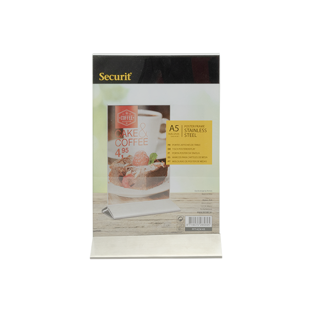 A5 display frame in stainless steel