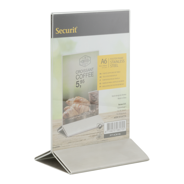 A6 display frame in stainless steel