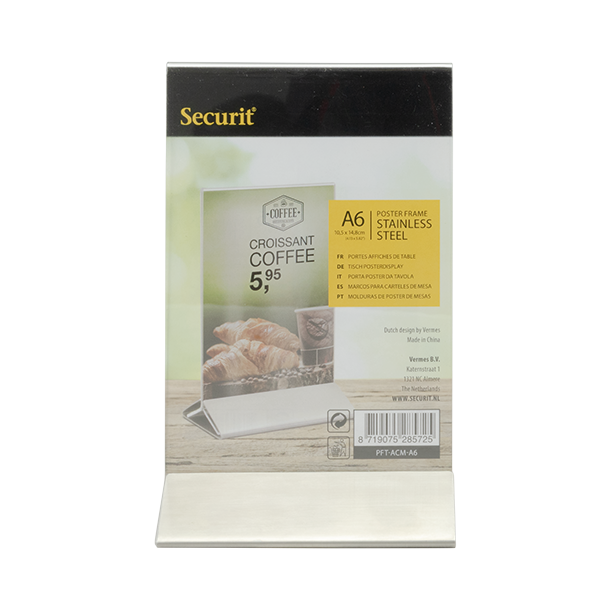 A6 display frame in stainless steel