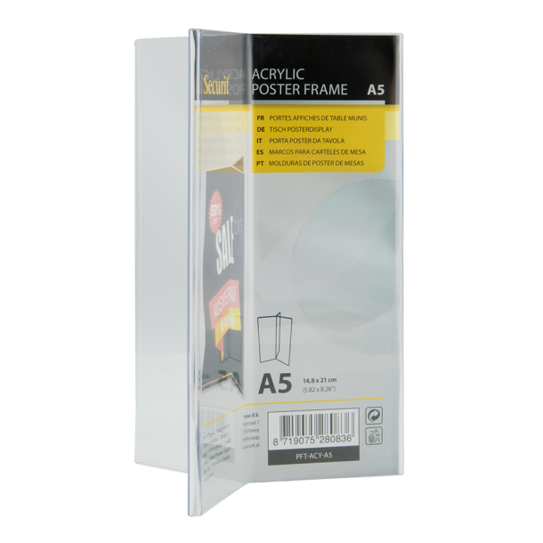 Y-shaped A5 display frame in acrylic