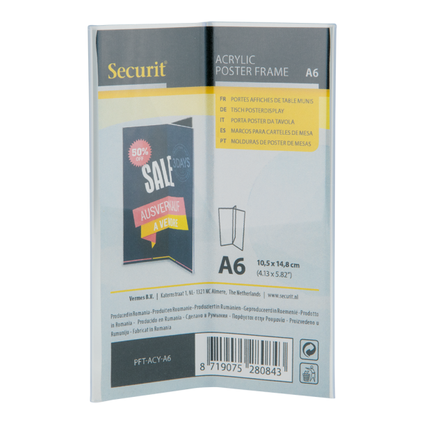 Y-formet A6 acrylic display frame