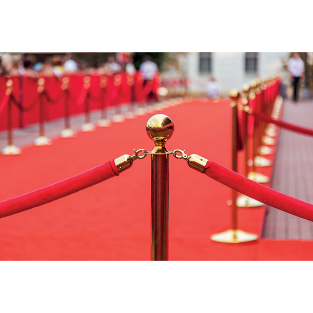 Classic Gold barrier post on foot stainless steel